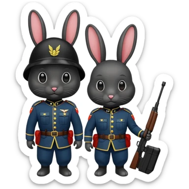 black rabbit with soldier costume sticker