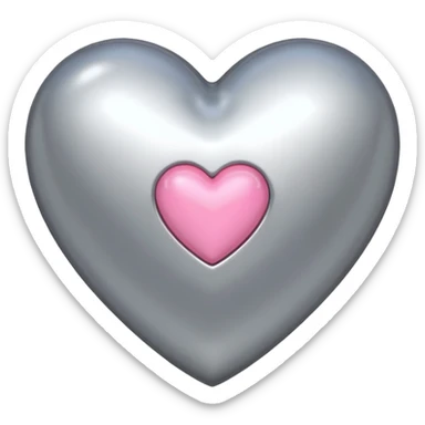 silver heart with one pink mini heart inside of it  sticker