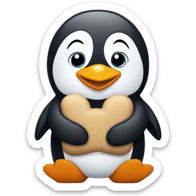 Penguin holding a teddy bear sticker