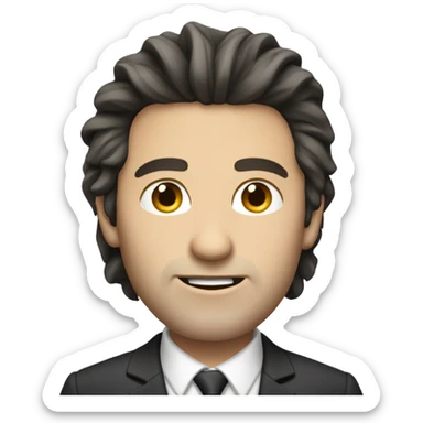 caucasian businessman black messy straight hair sticker