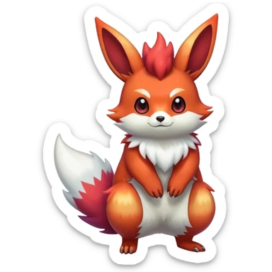Shiny Dark Sparkly Pastel Colorful Exotic Glowing Fiery Emberly Furret-Flareon-Minccino-Zangoose-Hybrid (Full body) sticker