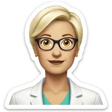 Middle aged white lesbian woman realtor with glasses and short hair sticker