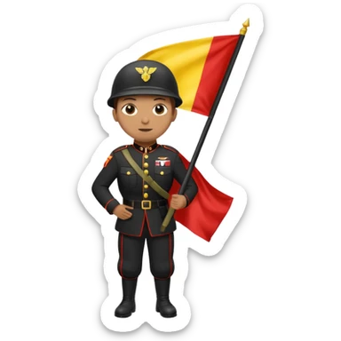 souldier caryying white,black,red,yellow flag sticker