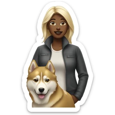 Woman and golden Husky  sticker