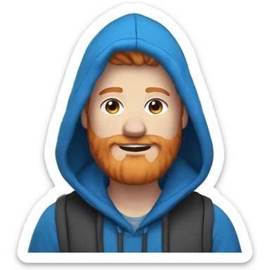 Fat streamer with ginger hair and beard named caseoh wearing blue hooded jumper, short sticker