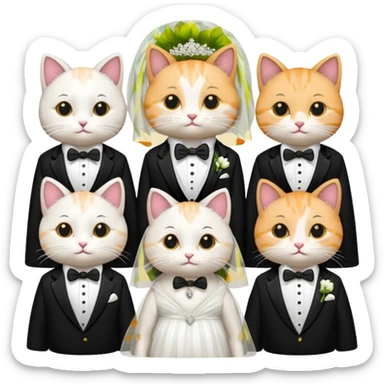 Cat wedding party sticker