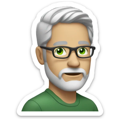 40 year old white man with grey hair and grey beard and green eyes and dark glasses sticker