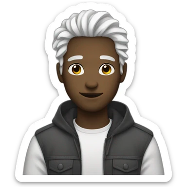 23 years old men with white hair, with a septum sticker