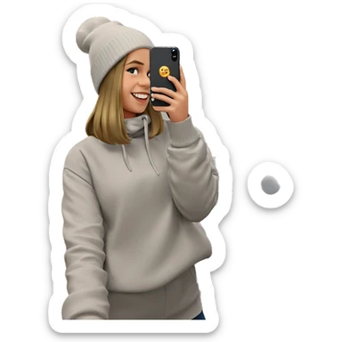 girl smiling in beanie selfie sticker