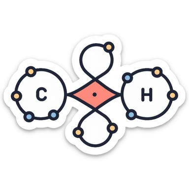 Chemical valency diagram showing electron bonds between atoms sticker