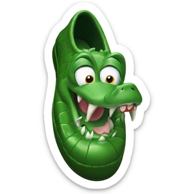 Croc shoe with a worm poking out of the hole sticker