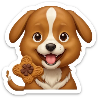 dog eating dog treat sticker