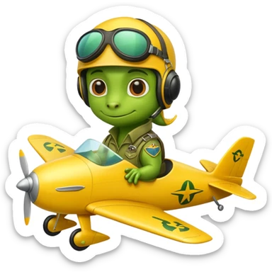 gecko pilot riding yellow plane sticker