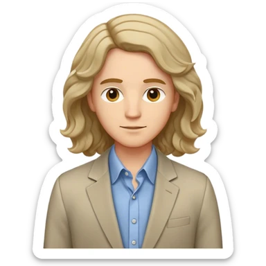  Confident, friendly, medium-length wavy hair, wearing a smart casual blazer over a collared shirt, facing forward. sticker