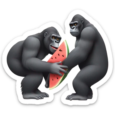 gorilla with chicken and watermelon  sticker