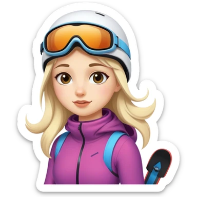 Cute girl skiing sticker