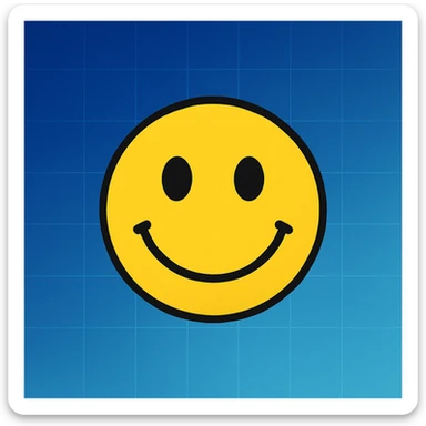 frame 5 with background blending gradient and blue, some grid lines starting to appear, smiley face unchanged sticker