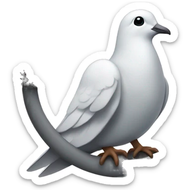 dove wearing headphones sitting on peace symbol sticker