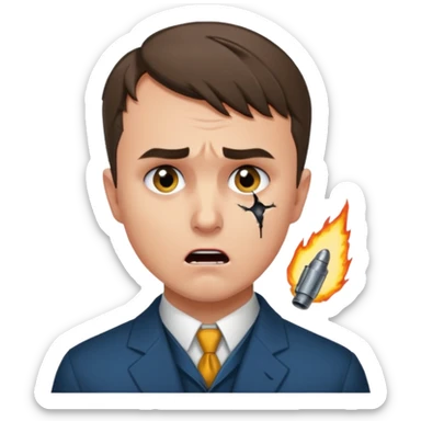 Charlie kirk with bullet hole on neck and scared expression  sticker