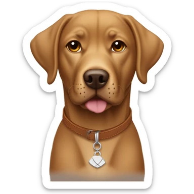 Una perrita color canela labrador retriever mezclado con Pitbul con collar sticker