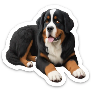 Bernese mountain dog sitting on pug sticker