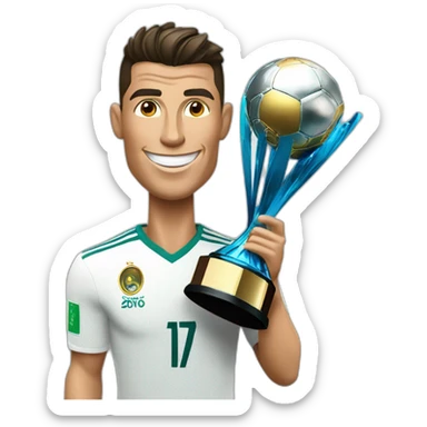 Cristiano Ronaldo avec le trophé de la coupe du monde sticker