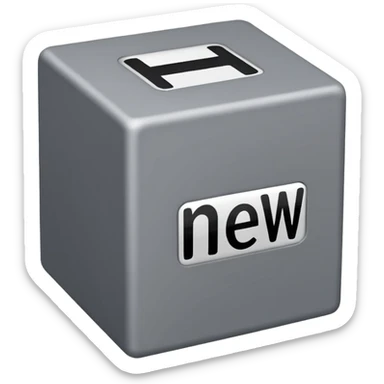 create the word " NEW" In grey color square shape box in capital letter sticker