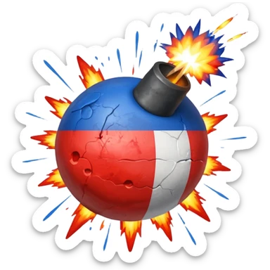 bomb emoji painted with French flag colors with explosion effect sticker