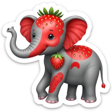 Red Strawberry elephant  sticker