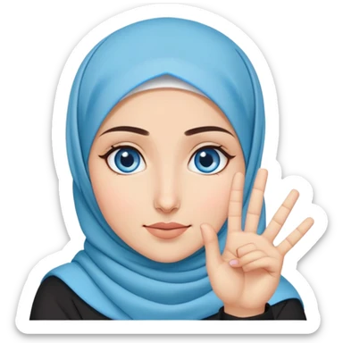 Turkish beautiful finish Konya girl blue eyes with hijab and saying no with hand gesture sticker