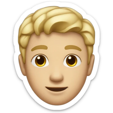 a short-haired blond man with amber eyes, dimples on his cheeks, thin lips sticker