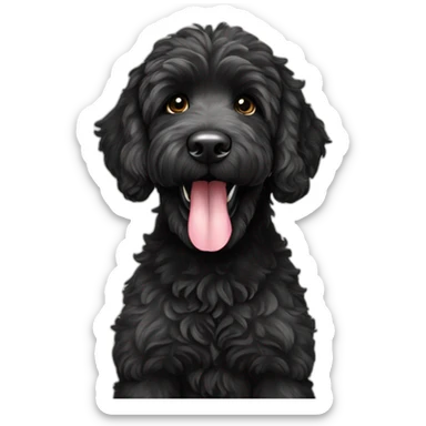 smiling black goldendoodle sticker
