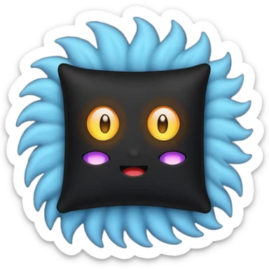 a black  pillow with dark aura coming out of it  without face  sticker
