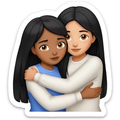 sister-hugging with black hair with brown skin color  sticker