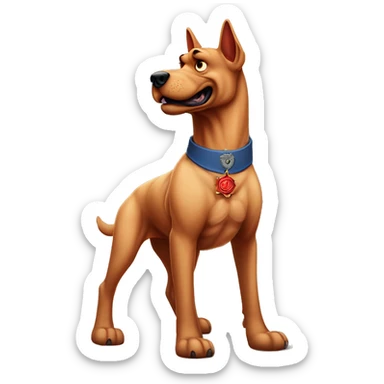 Desert storm hot tall blue eyes Clifford the big red dog muscular with tattoos on arms book illustration as a military call of duty character standing alone sticker