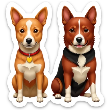 Adult Red heeler beside adult Labrador retriever  sticker