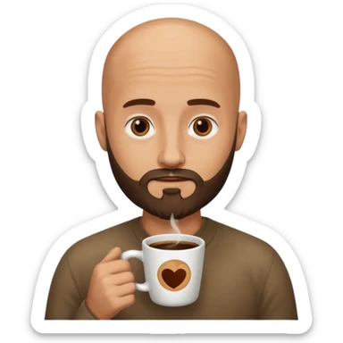 men with coffee no hair, beard sticker