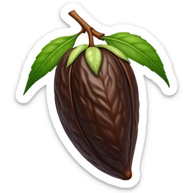 single tonka bean with a green leaf sticker