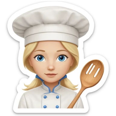 Long Blonde hair blue eyed female chef sticker