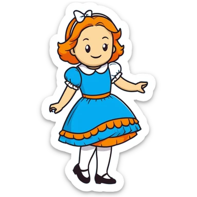 Disney's animated Alice in Wonderland curtseying with a bright cheerful smile in her blue dress sticker