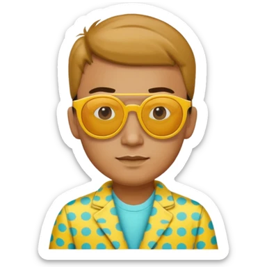 fotographer with yellow patterned summer clothes and sun glasses sticker