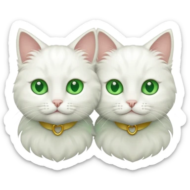 Two white cats with green eyes  sticker