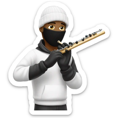 Man with a ski mask playing the flute sticker