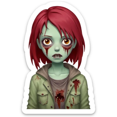 A zombie girl with dark red mid length  hair sticker