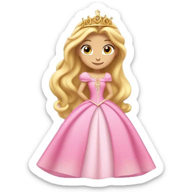 Princess Aurora with gold tiara pink dress   sticker