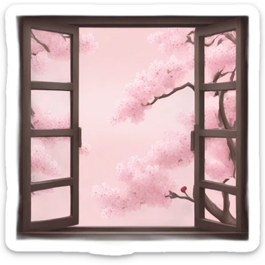 Window with cherry-blossoms outside sticker