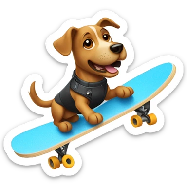 Dog Flying with a scateboard sticker