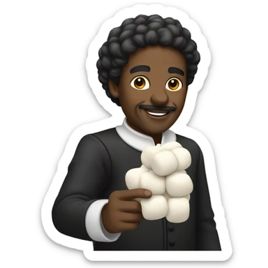 a black historical figure picking up marshmallows sticker