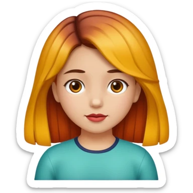 Una niña con piel de color carne y medio morena y medio morena de pelo sticker