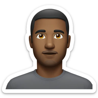 A head and shoulders shot of a 32 year old unknown man, with unknown unknown hair,   with unknown eyes wearing a t-shirt. sticker